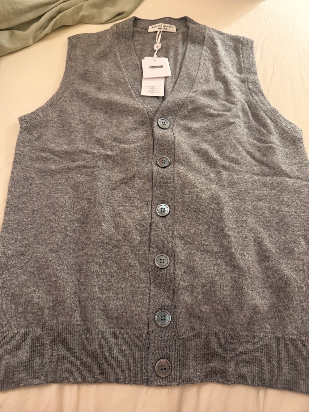Maison Cashmere Classic Cardigan Grey Vest - New in box - made in Italy